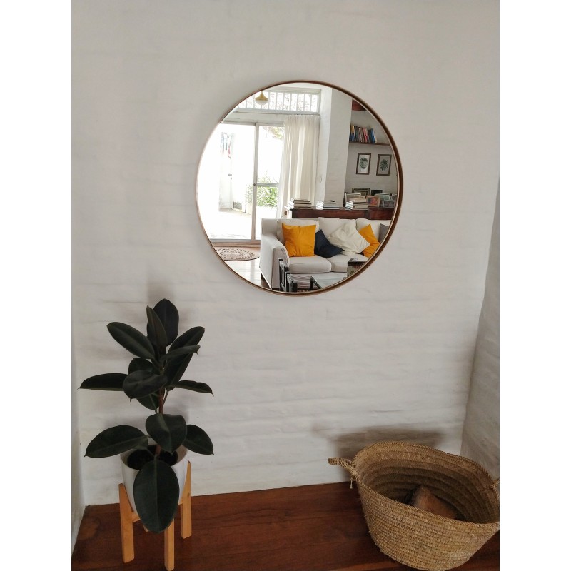 Espejo redondo pared - Espejo redondo dorado de pared 60 cm - Para