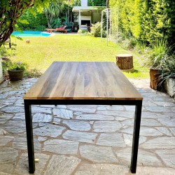 Mesa comedor rectangular madera y hierro
