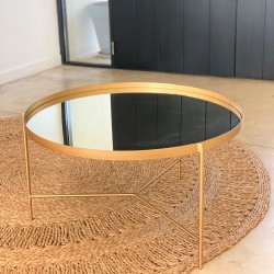 Mesa ratona redonda espejo oro